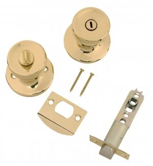 Image of Wickes Privacy Door Knob Set - Brass 1 Pair