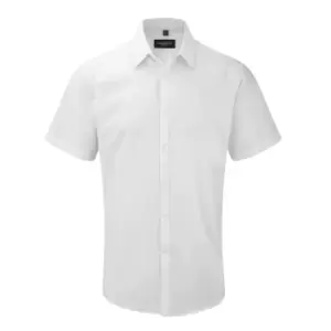Image of Russell Mens Short Sleeve Herringbone Work Shirt (19.5) (White)