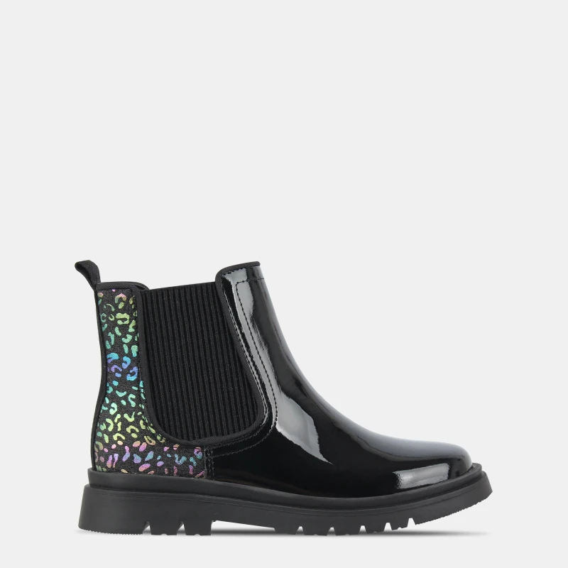 Image of Miso Leopard Chelsea Boots Childrens - Black C10