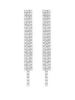 Image of Jon Richard Rhodium Plated Fine Cubic Zirconia Shower Drop Earrings, Silver, Women