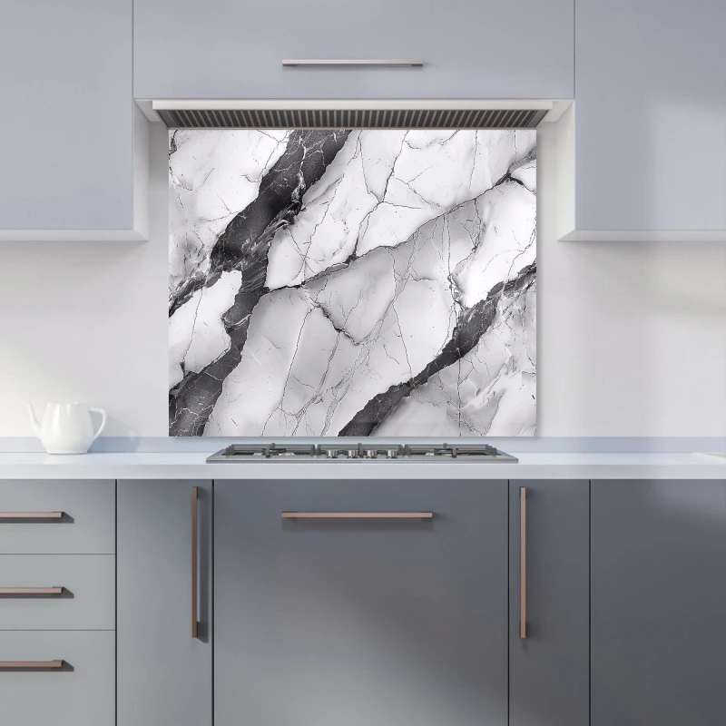Image of Warren Reed - Designer Grey & White Marble Effect Kitchen Splashback Size: 600mm x 750mm Grey Unisex 600mm x 750mm