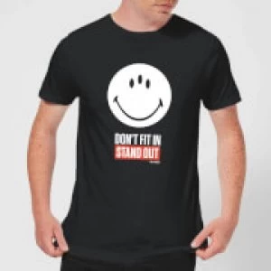 Image of Smiley World Slogan Don't Fit In, Stand Out Mens T-Shirt - Black
