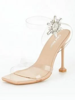 Image of Public Desire Pyramid Heeled Sandal - Nude
