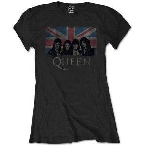 Image of Queen - Union Jack Vintage Womens Medium T-Shirt - Black