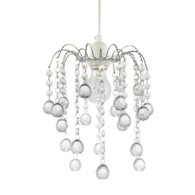 Image of Happy Homewares Chic Waterfall Pendant Light Shade With Clear Acrylic Balls And Beads