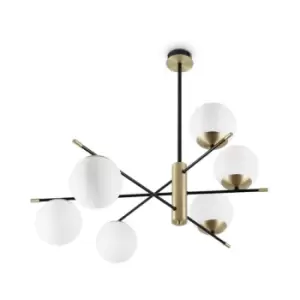 Image of Ideal Lux gourmet 6 Light Globe Multi Arm Semi Flush Ceiling Lamp Black