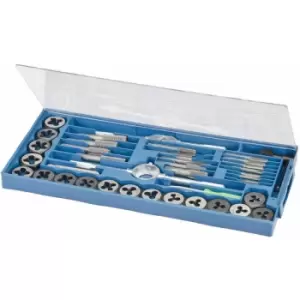 Image of MS51 40PC tap & die set metric wrench cuts M3-M12 bolts engineers kit - Silverline