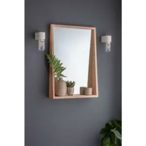 Image of Southbourne Wooden Wall Mirror With Shelf Hallway 70x50cm Beech - Garden Trading