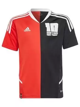 Image of Boys, adidas Messi 10 Junior Jersey, Black/Red, Size 9-10 Years