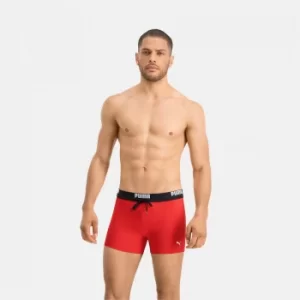 Image of PUMA Swim Logo Mens Swimming Trunks, Red, size Medium, Clothing