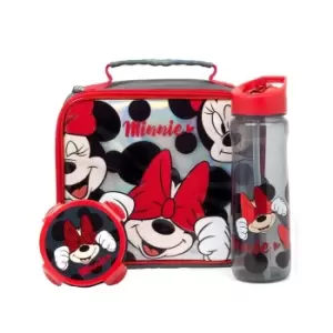 Image of Minnie Mouse Polka Dot Lunch Bag Set (Pack of 3) (One Size) (Red/Grey)