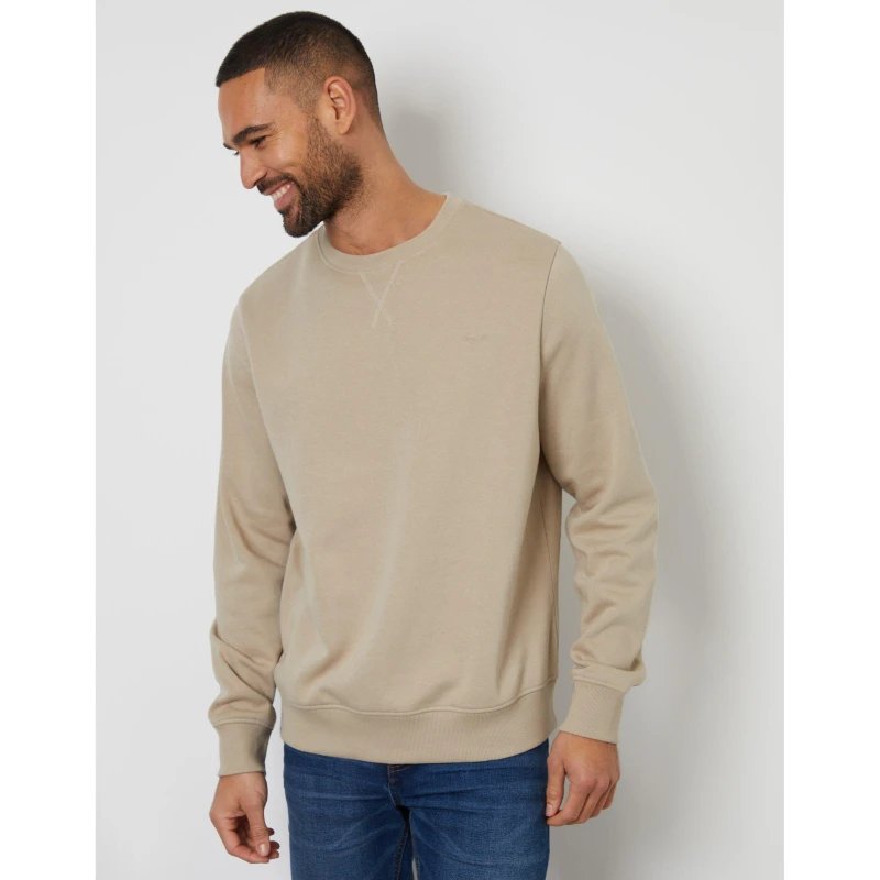 Image of Threadbare Cotton Blend 'Satsuma' Crew Neck Sweatshirt Stone