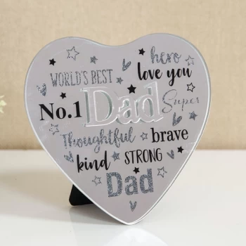 Image of Mirror Heart Plaque with 3D Title - Dad
