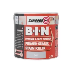 Image of Zinsser B.I.N Primer, Sealer & Stain Killer Paint Grey 2.5 litre