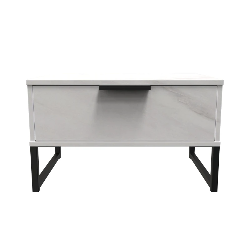 Image of Beijing 1 Drawer Midi Bedside Cabinet In Marble (Ready Assembled)