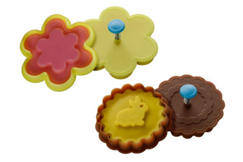 Image of Premier Housewares Hallie Rabbit And Flower Shape Cookie Cutters And Stamps Multi