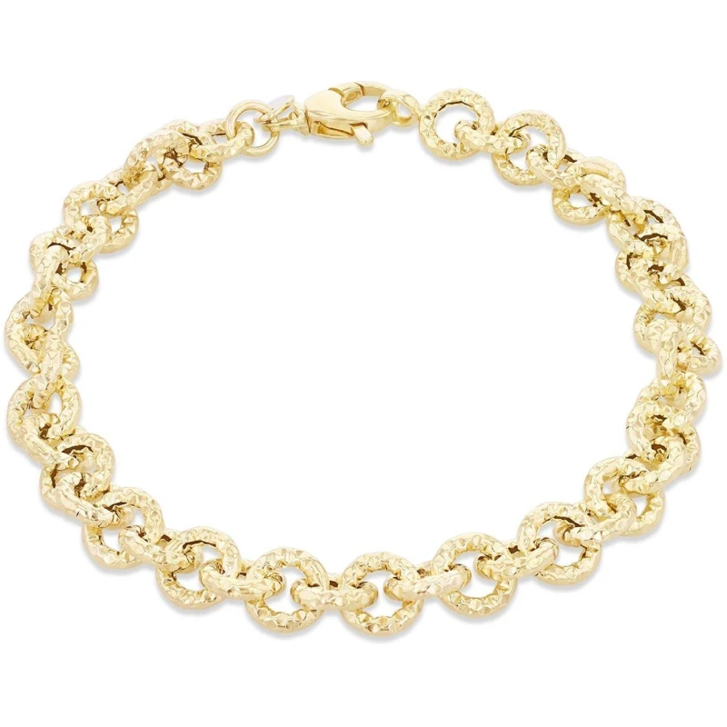 Image of Be You 9ct Gold Textured Belcher Link Bracelet Yellow Gold female 7.5in