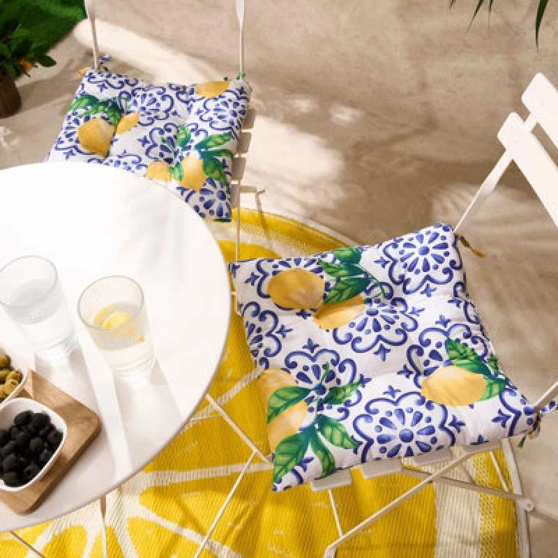 Image of OHS OHS 2 Pack Seat Pads Water Resistant Garden Chairs Cover Outdoor Cushions in Bright Yellow Size: 40cm x 40cm Bright Yellow 40cm x 40cm Unisex 50