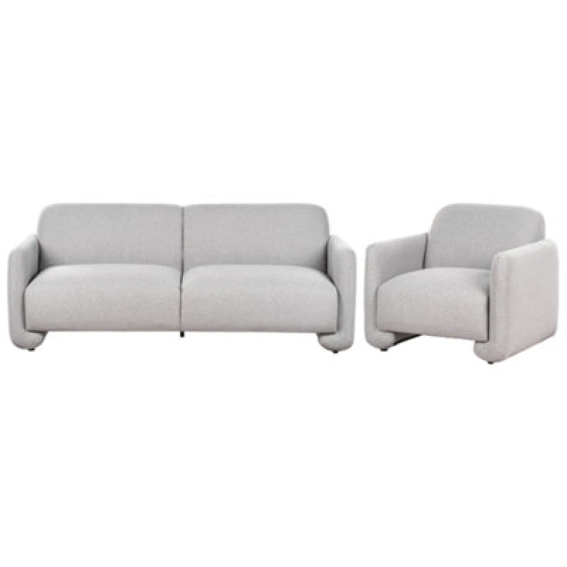 Image of Beliani Living Room Set 4 Seater Saland Fabric Grey