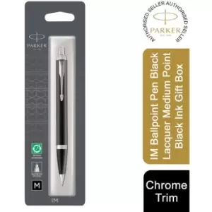 Image of Parker - IM Ballpoint Pen Black Lacquer Medium Point Black Ink Gift Box