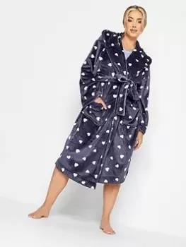 Image of Yours Heart Print Hooded Robe, Purple, Size 26-28, Women