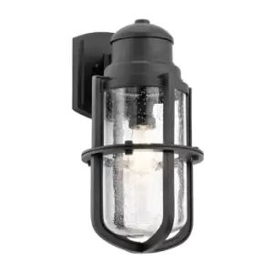Image of Suri Outdoor 1 Light Wall Lantern, Textured Black, IP44, E27