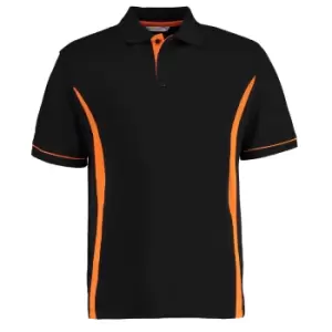 Image of Kustom Kit Scottsdale Mens Short Sleeve Polo Shirt (M) (Black/Orange)