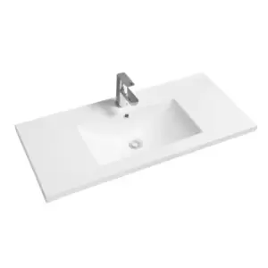 Image of Limoge Mid-edge Ceramic 101Cm Inset Basin With Scooped Bowl
