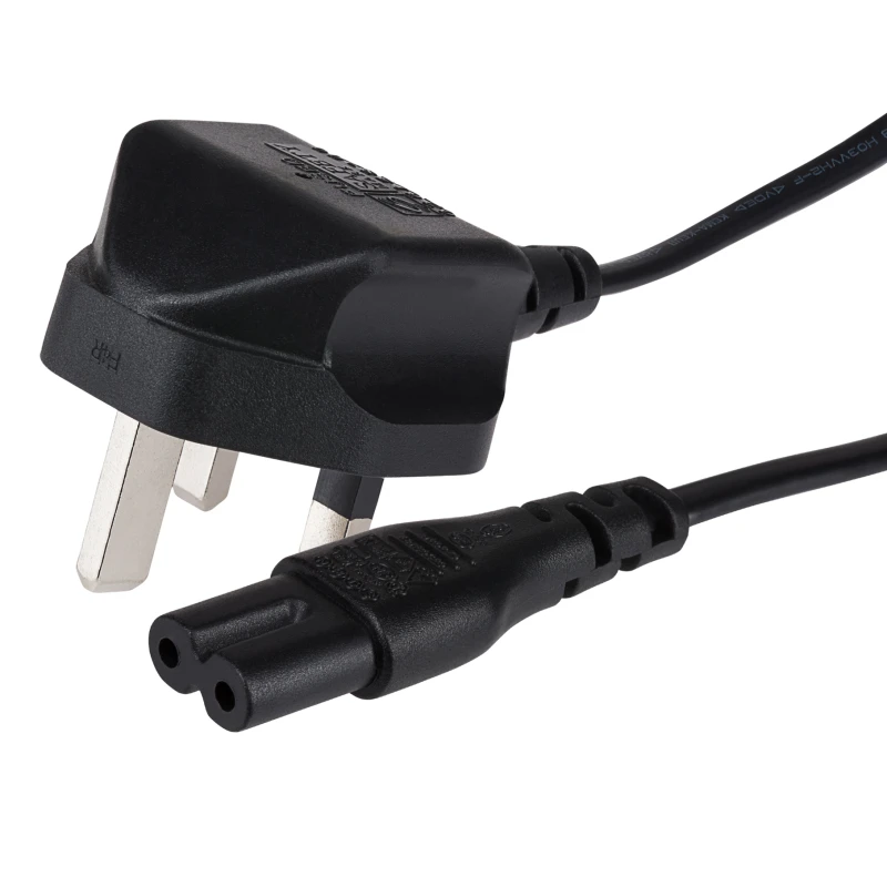 Image of Maplin Power Lead IEC C7 Fig 8 2 Pin Plug to UK 3 Pin Plug - 0.5m. 3 A