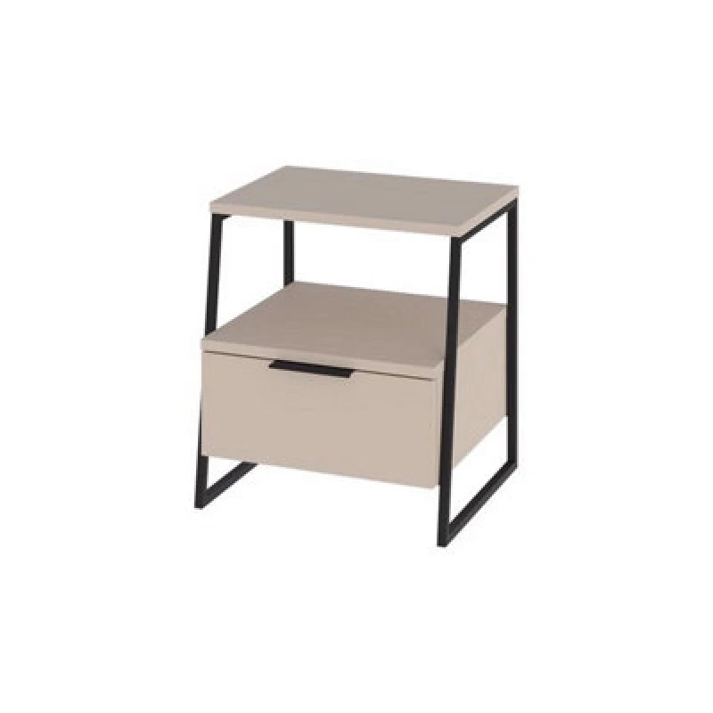 Image of FWStyle FWStyle Bedside Chest Table 1 Drawer Open Shelf Sandstone in Beige Beige One Size Unisex 5056413131515