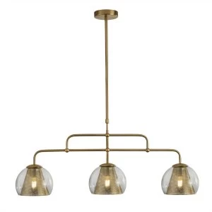 Image of 3 Light Pendant Bar Mesh Satin Brass, E27