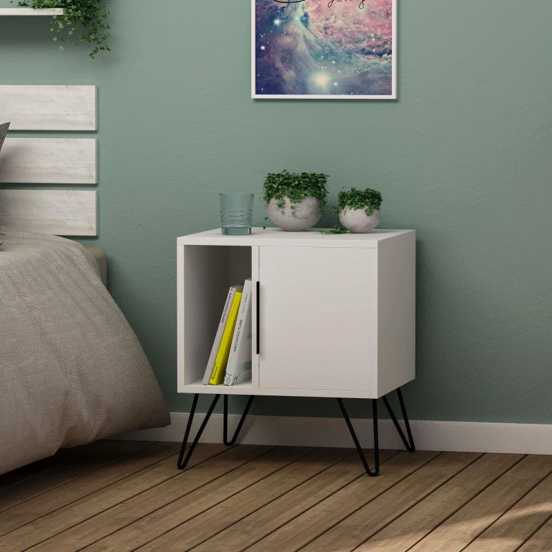 Image of DECORTIE Decortie - Glynn Modern Bedside Table 50.2cm Width Bedroom Furniture - White - White M.KO.22330.2