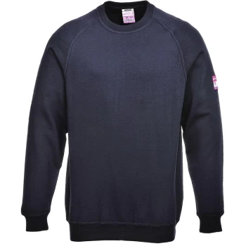 Image of Portwest - FR12NARM - sz M Flame Resistant Anti-Static Long Sleeve Sweatshirt - Navy