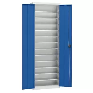 Image of eurokraft pro height 2000 mm, height 2000 mm, light grey RAL 7035 / gentian blue RAL 5010, 12 shelves