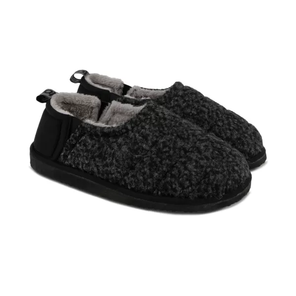 Image of totes Quilted Black Full Back Slippers With EVA Sole Black