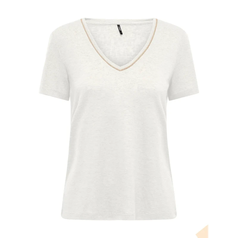 Image of Only Womens v-neck blouse Only Onldorit Shine Jrs Beige Female S