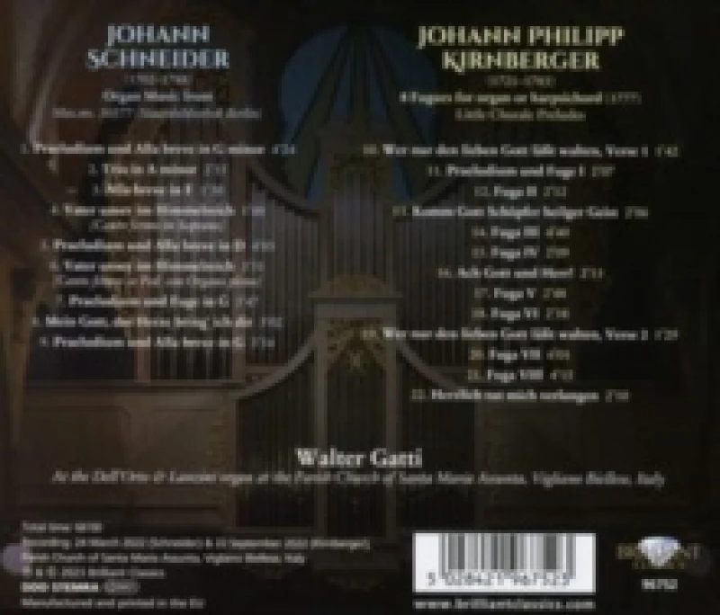 Image of Johann Schneider/Johann Philipp Kirnberger: Organ Music CD / Album (Jewel Case)