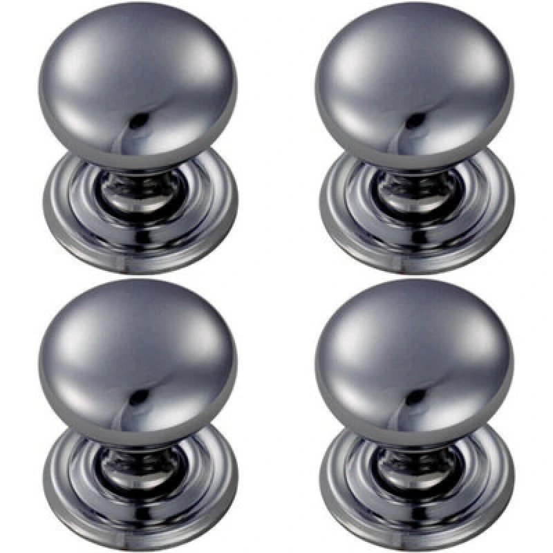 Image of Loops 4x Round Victorian Cupboard Door Knob 32mm Dia Polished Chrome Cabinet Handle Multi unisex