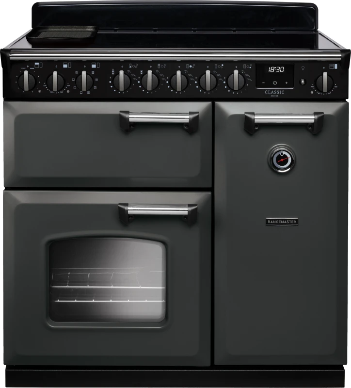 Image of Rangemaster CLDL90EIPSLT/CM1 Classic Deluxe 90cm Induction Range Cooker Chrome Trim 14589 - SLATE CLDL90EIPSLT/CM1