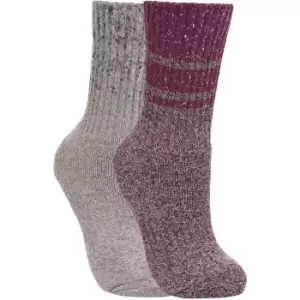 Image of Trespass Womens/Ladies Hadley Hiking Boot Socks (2 Pairs) (3/6 UK) (Grape Wine/Oatmeal)
