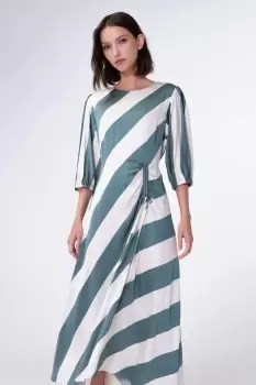 Image of Getson Humbug Stripe Midi Dress, Myrtle Stripe / 6