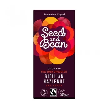 Image of Seed & Bean Fairtrade Organic Hazelnut Dark 58% Chocolate 85g