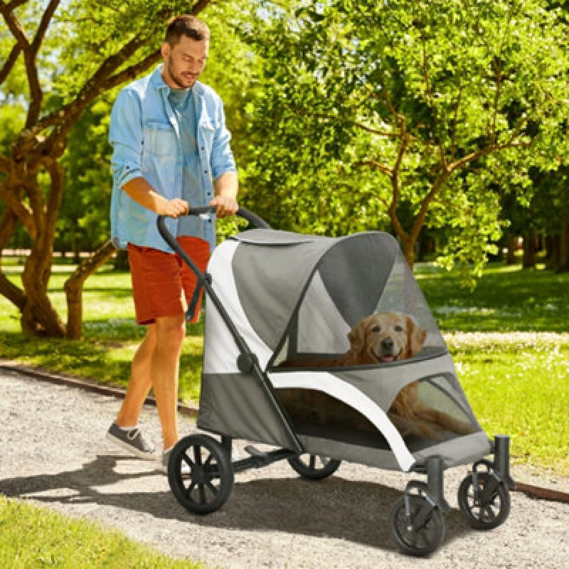 Image of PawHut Easy Folding Pet Stroller for Large Dogs - Dark Grey TJ Hughes 5063603866768