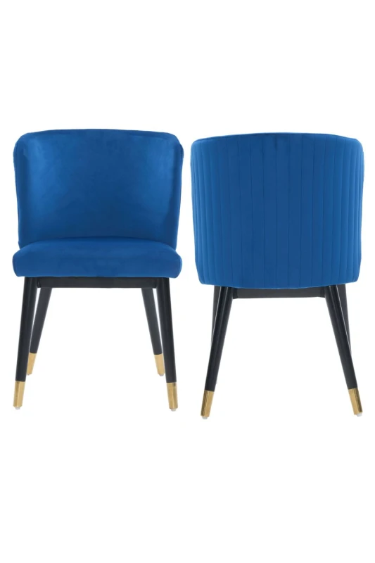 Image of Life Interiors Life Interiors Set of 2 Sofina Modern Velvet Dining Chairs, Tufted Back, Wooden Frame in Blue Blue One Size Unisex 5056660011837