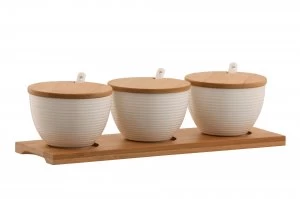 Image of Belleek Living Ripple Three Bowls Set with Tray