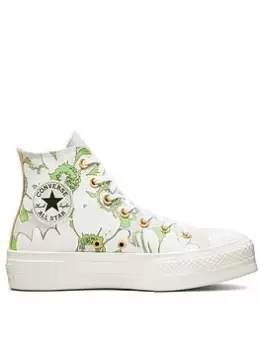 Image of Converse Chuck Taylor All Star Lift Floral Canvas Hi - Beige, Beige, Size 6, Women