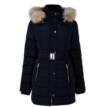 Image of Golddigga Belt Bubble Jacket Ladies - Navy