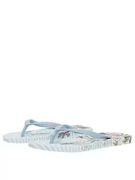 Image of Joules Floral Stripe Flip Flop - Blue Size 4, Women