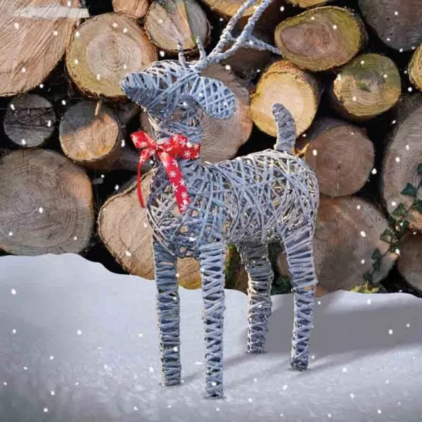 Image of 83cm Rattan Woven Christmas Dancer Reindeer Decoration