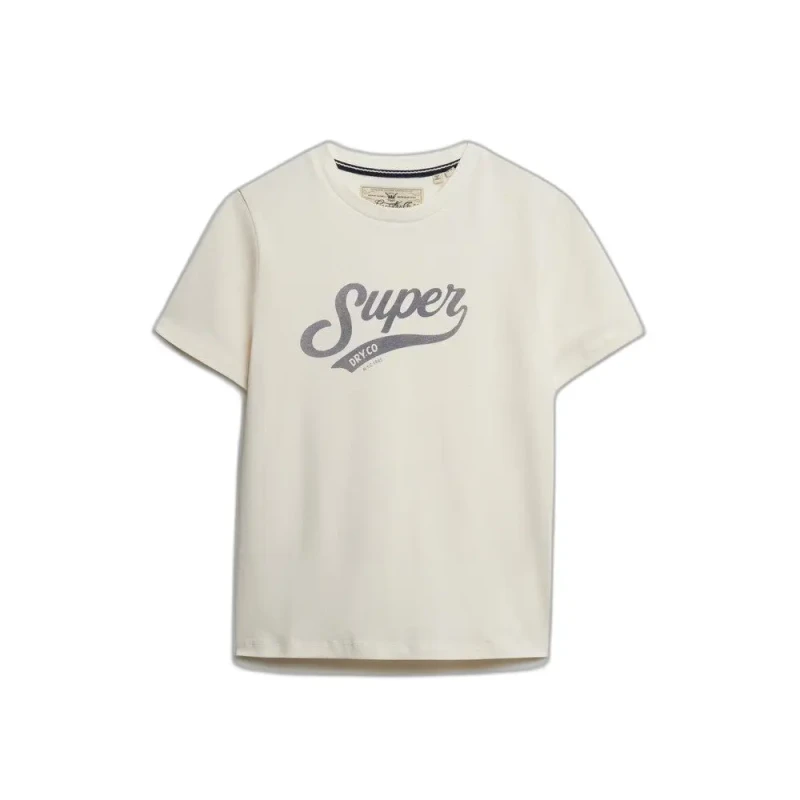 Image of Superdry Womens T-Shirt Superdry Varsity Script Beige Female M